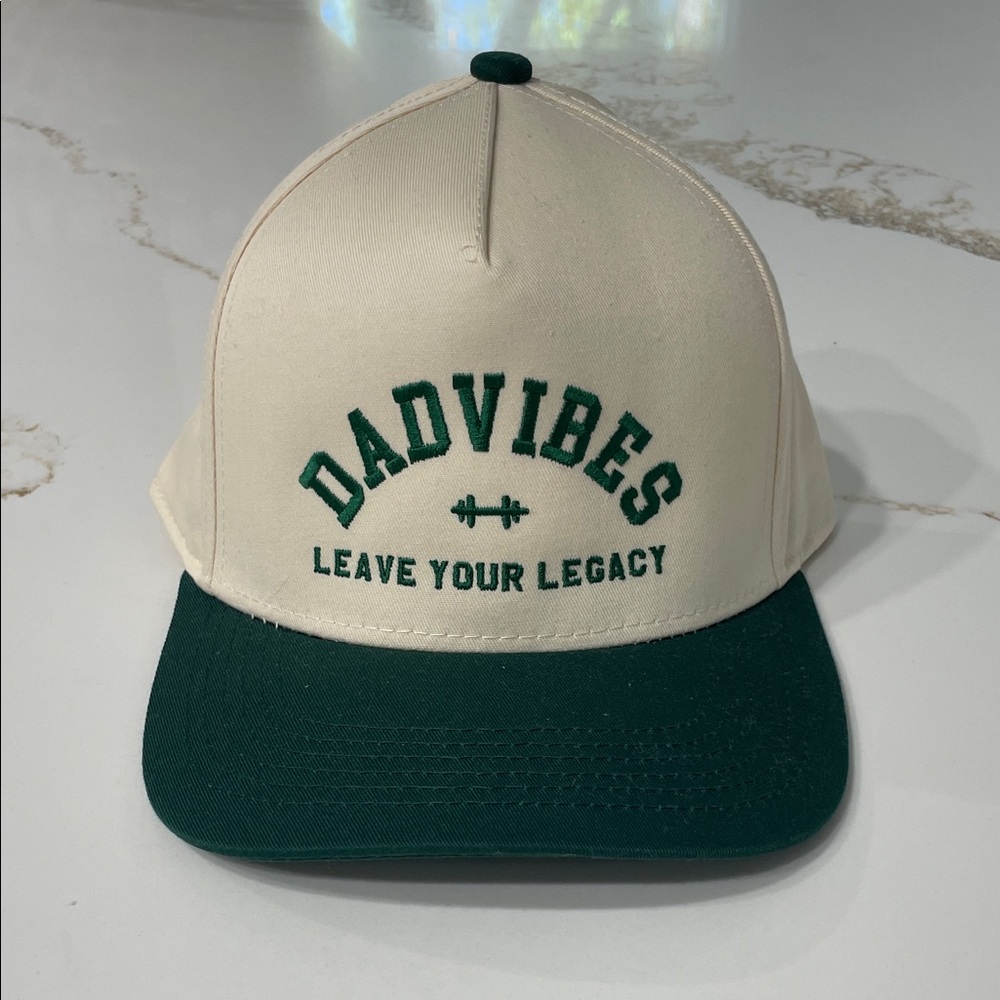 NWT Dad Vibes Leave Your Legacy Cream and Green Hat
